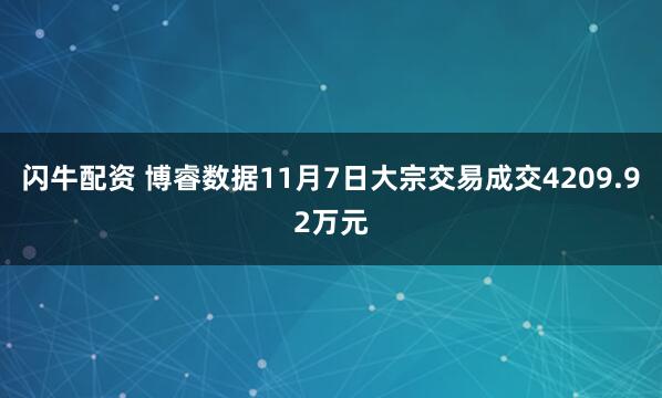 闪牛配资 博睿数据11月7日大宗交易成交4209.92万元